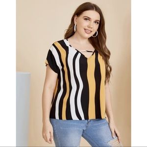 Choker Neck Striped Top